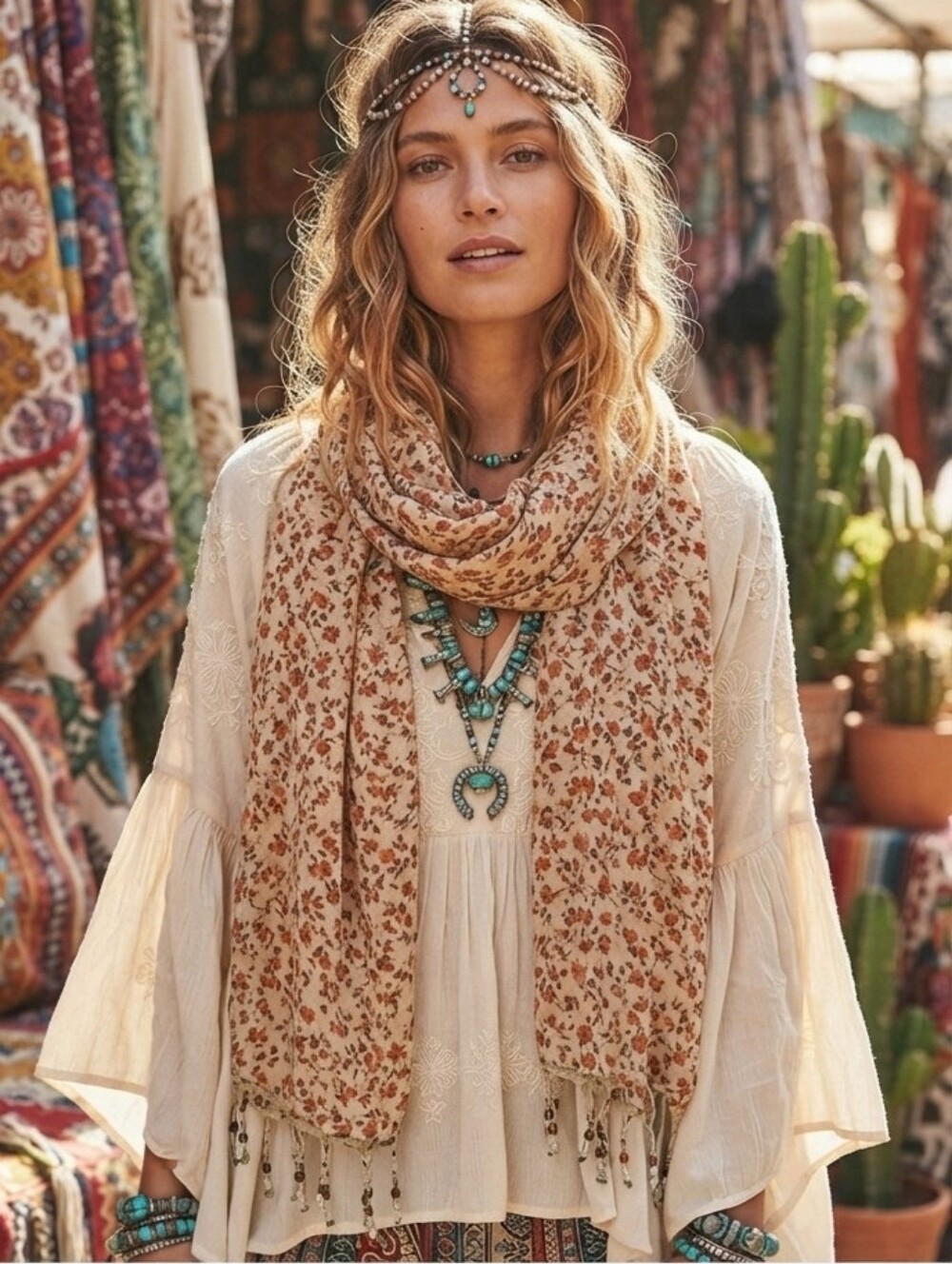 Vintage Bohemian Floral Scarf